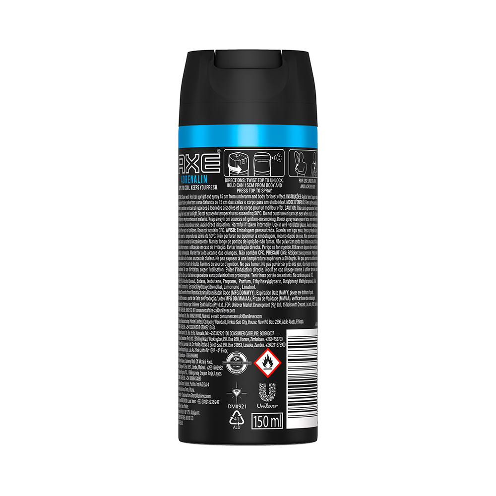 AXE DEODORANT BODY SPRAY ADRENALIN 150 ML 2