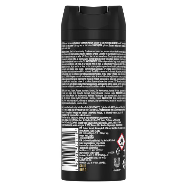 AXE DEODORANT BODY SPRAY FOR MEN GOLD 150 ML 2